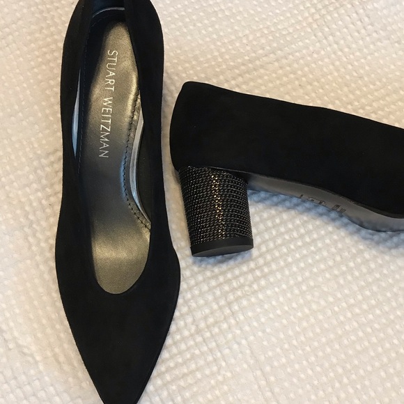 NWT Stuart Weizmann Black Suede Pump with Chain Heel - Picture 5 of 5